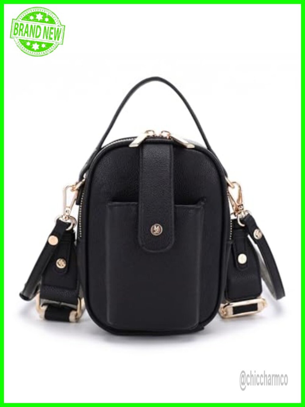 Vegan Leather Crossbody Bag Top Handle Multi Compartment